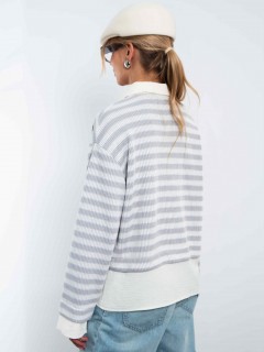 Свитшот-поло с имитацией рубашки в полоску Kosmos(фото6)