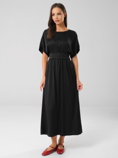 Платье нарядное чёрное с широким поясом Priz(фото4)