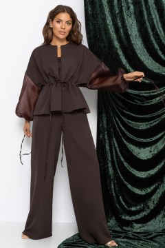 Костюм-двойка коричневый с брюками Charutti(фото2)