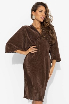 Платье коричневое из трикотажа-гофре Charutti(фото3)