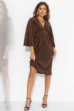 Платье коричневое из трикотажа-гофре Charutti(фото2)