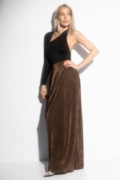 Юбки-макси коричневая из струящегося трикотажа гофре Charutti(фото3)