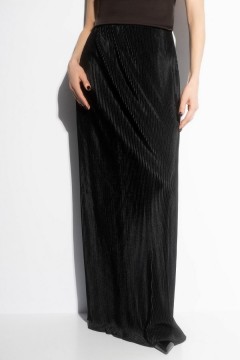Юбки-макси чёрная из струящегося трикотажа гофре Charutti(фото4)