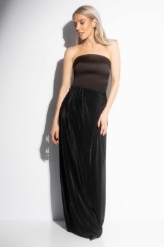 Юбки-макси чёрная из струящегося трикотажа гофре Charutti(фото7)