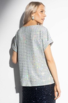 Футболка нарядная трикотажная из серебристого трикотажа Charutti(фото8)