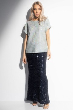 Футболка нарядная трикотажная из серебристого трикотажа Charutti(фото2)