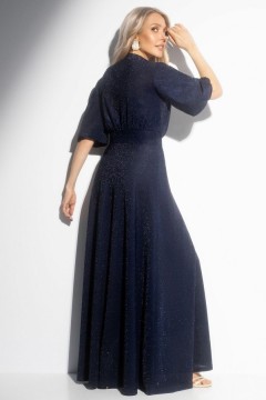 Платье синее трикотажное с люрексом на запах Charutti(фото6)