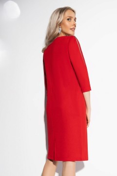 Платье красное трикотажное с декоративными молниями Charutti(фото7)