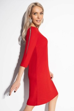 Платье красное трикотажное с декоративными молниями Charutti(фото6)