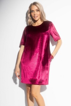 Платье бархатное бордовое с карманами