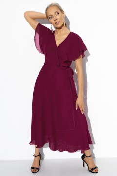 Платье в цвете фуксия с оборками и поясом Charutti(фото5)