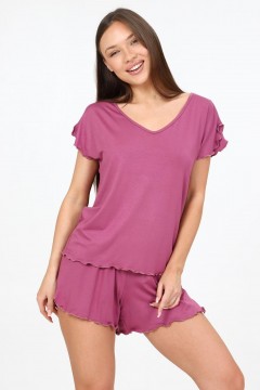 Пижама трикотажная розовая с шортами Iv-capriz