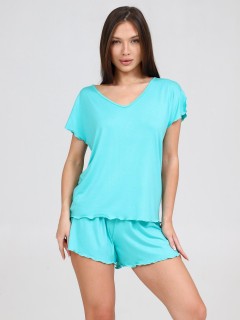 Пижама трикотажная мятного цвета с шортами Iv-capriz(фото3)