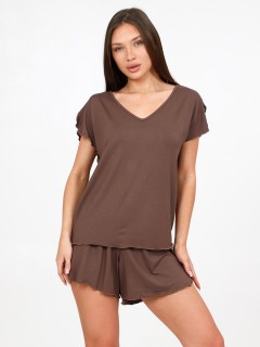 Пижама трикотажная с шортами в цвете капучино Iv-capriz(фото3)