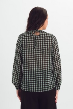 Блузка шифоновая чёрно-зелёная с длинными рукавами Braslava(фото7)