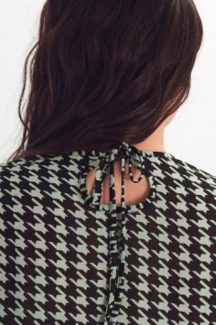 Блузка шифоновая чёрно-зелёная с длинными рукавами Braslava(фото6)