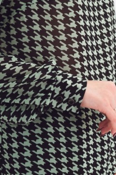 Блузка шифоновая чёрно-зелёная с длинными рукавами Braslava(фото5)