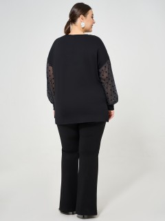 Джемпер чёрный с объёмными рукавами из сетки Dora(фото9)