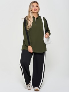 Джемпер цвета хаки из фактурного трикотажа Dora(фото2)