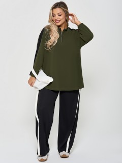 Джемпер цвета хаки из фактурного трикотажа Dora(фото7)