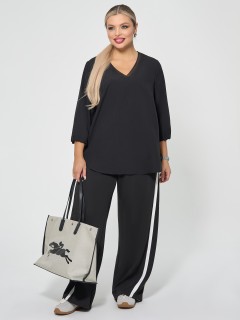 Брюки чёрные с лампасами Dora(фото2)