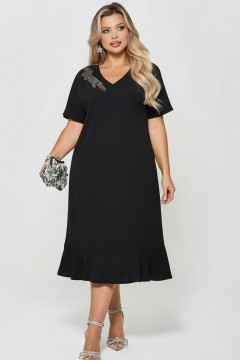 Платье чёрное из блестящего трикотажа Dora