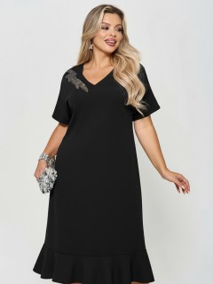 Платье чёрное из блестящего трикотажа Dora(фото2)