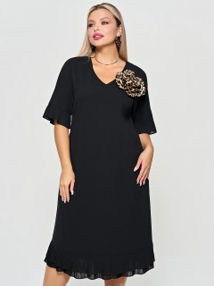 Платье чёрное из трикотажа с брошью Dora(фото8)