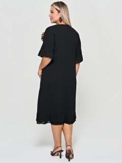 Платье чёрное из трикотажа с брошью Dora(фото7)