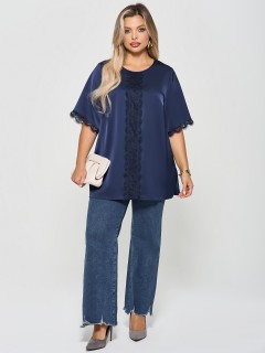 Блузка черничного цвета с кружевом Dora(фото7)