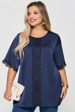 Блузка черничного цвета с кружевом Dora
