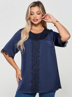 Блузка черничного цвета с кружевом Dora(фото3)