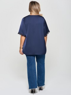 Блузка черничного цвета с кружевом Dora(фото8)