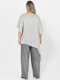 Блузка-накидка жемчужно-белого цвета Dora(фото3)