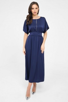 Платье нарядное синее с широким поясом Priz