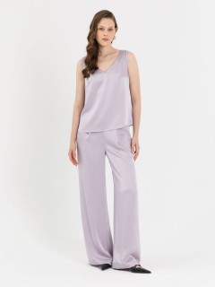 Брюки атласные фиолетово-серого цвета Priz(фото2)