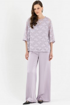 Брюки атласные фиолетово-серого цвета Priz