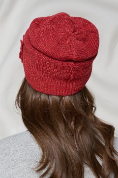 Шапка цвета махагон с декоративным цветком Bellovera(фото3)