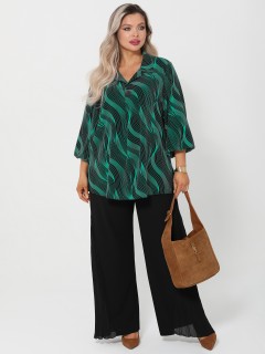 Блузка чёрно-зелёная с рукавами три четверти Dora(фото2)