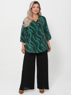 Блузка чёрно-зелёная с рукавами три четверти Dora(фото4)
