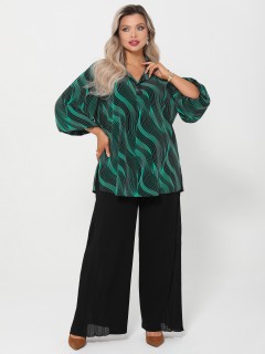 Блузка чёрно-зелёная с рукавами три четверти Dora(фото6)