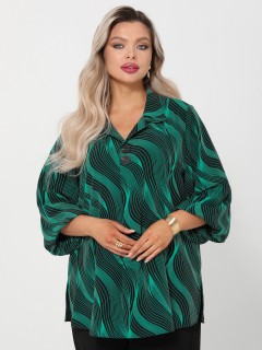 Блузка чёрно-зелёная с рукавами три четверти Dora(фото8)