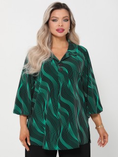 Блузка чёрно-зелёная с рукавами три четверти Dora(фото3)