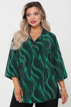 Блузка чёрно-зелёная с рукавами три четверти Dora