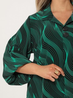 Блузка чёрно-зелёная с рукавами три четверти Dora(фото7)