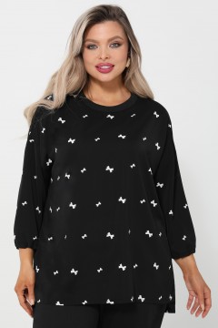 Блузка чёрная с принтом Dora