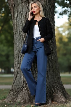 Жакет из костюмного плотного вельвета с цветочным принтом в чёрном цвете Идеальный баланс, шик SelenaSonata