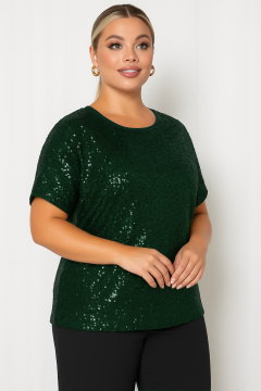 Блузка нарядная зелёная с пайетками Agata(фото2)