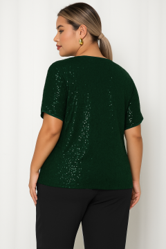 Блузка нарядная зелёная с пайетками Agata(фото3)