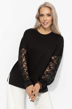 Футболка чёрная с декоративными рукавами Charutti